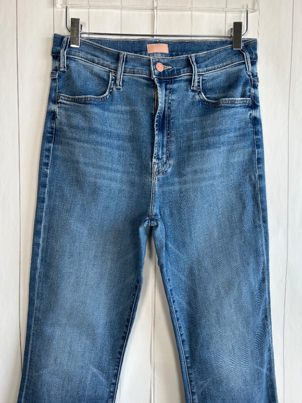 Mother Jeans size 31 Hustler Ankle Fray Healing Jar blue medium wash raw hem - Picture 2 of 16
